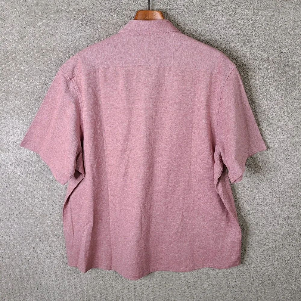 Tailor Vintage Shirt Mens XXL Pink Heathe Short Sleeve Button Up Airotec Stretch